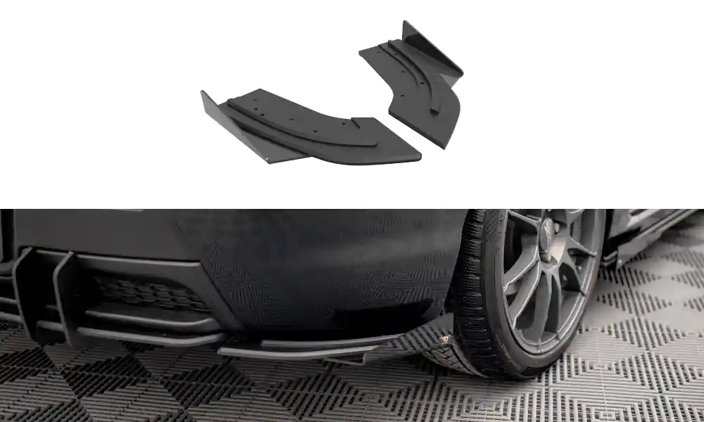 Akční Cena Mazda 3 Mk1 MPS, "Street Pro" boční difuzory pod zadní nárazník s křidélky, plast ABS bez povrchové úpravy, s červenou linkou, Maxton Design