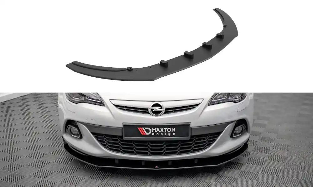Akční Nabídka Opel Astra J (Mk4), "Street Pro" spoiler pod přední nárazník, plast ABS bez povrchové úpravy, GTC OPC-Line, s červenou linkou, Maxton Design