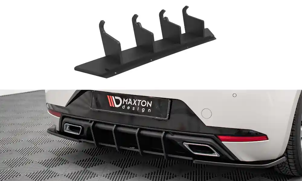 Seat Ibiza Mk5, "Street Pro" difuzor zadního nárazníku, plast ABS bez povrchové úpravy, s červenou a černou linkou, Maxton design Levný