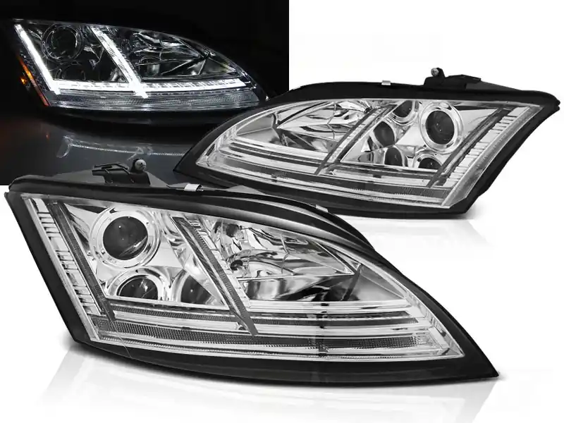 AUDI TT 06-10 8J - přední chrom světla s LED denním svícením a dynamickým blinkrem pro xenon AFS Horká Nabídka
