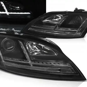 Výhodná Nabídka AUDI TT 06-10 8J - přední černé světla s LED denním svícením a dynamickým blinkrem pro xenon AFS