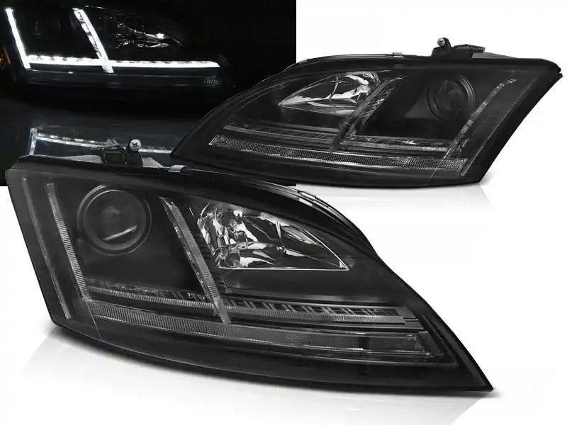 Výhodná Nabídka AUDI TT 06-10 8J - přední černé světla s LED denním svícením a dynamickým blinkrem pro xenon AFS