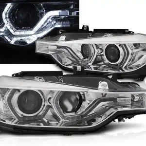 Must-Have BMW F30/F31 LCI 15-18 - přední chrom světla s ANGEL EYES LED a denním svícením