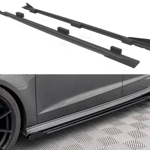 Časově Omezené Audi S3 8V FL Sportback, "Street Pro" difuzory pod boční prahy s křidélky, plast ABS bez povrchové úpravy, Sportback, s červenou linkou, Maxton design