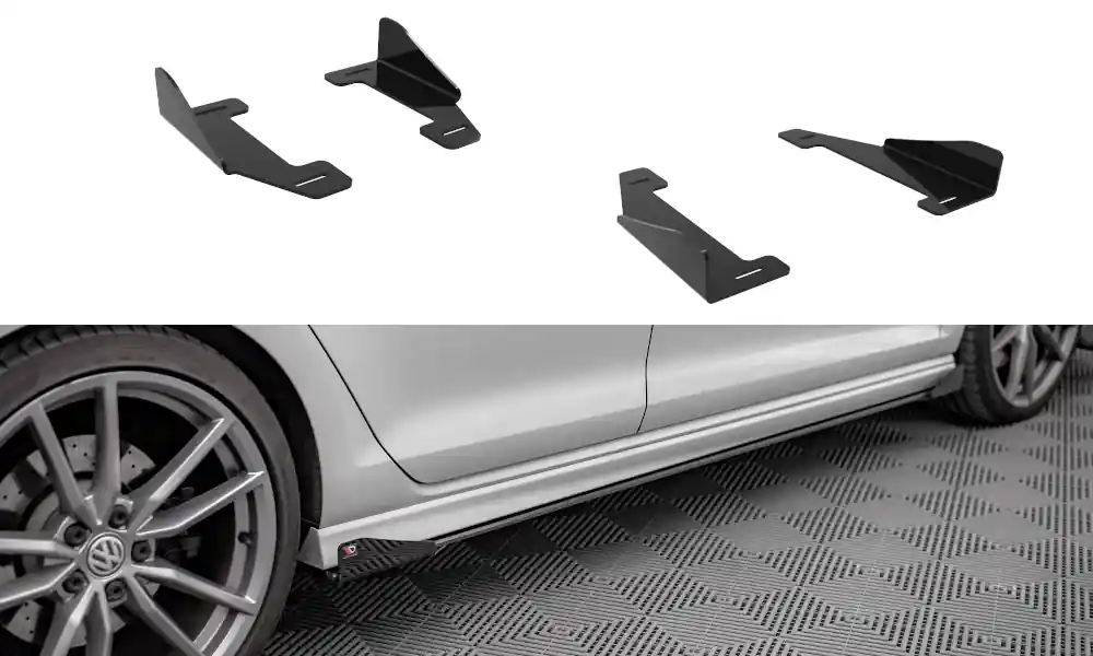 Volkswagen Golf R Mk7, křidélka bočních difuzorů, černý lesklý plast ABS, Maxton design Super Cena