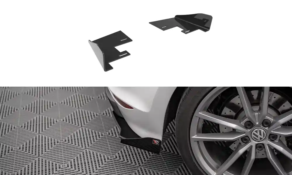 Cenově Výhodný Volkswagen Golf R Mk7, křidélka bočních difuzorů zad. nárazníku, černý lesklý plast ABS, Maxton design