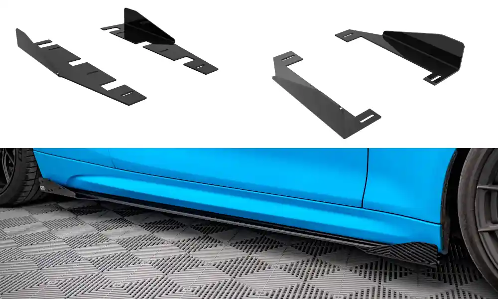 BMW řada M2 F87, křidélka bočních difuzorů, černý lesklý plast ABS, Competition Akční Nabídka