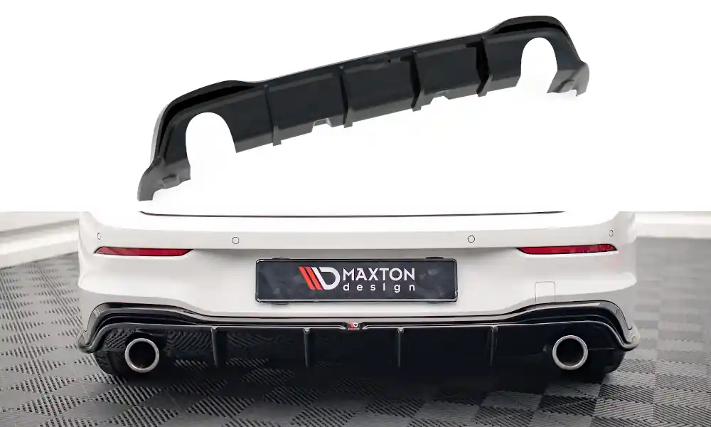 Volkswagen Golf GTI Mk8, vložka zadního nárazníku, černý lesklý plast ABS, Maxton design Pouze Dnes