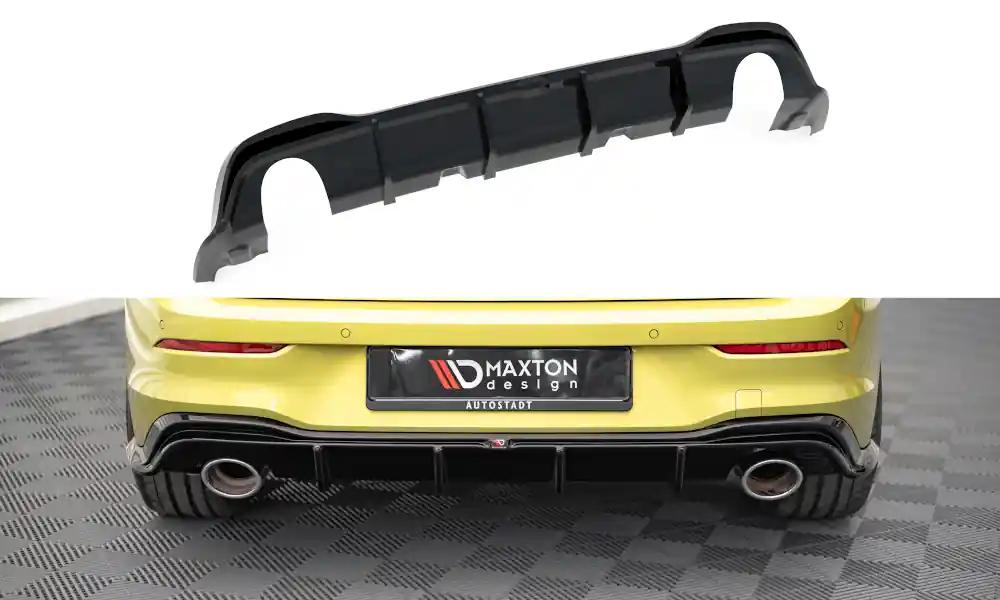 Koupit Online Volkswagen Golf GTI Mk8, vložka zadního nárazníku, černý lesklý plast ABS, Maxton design, Clubsport