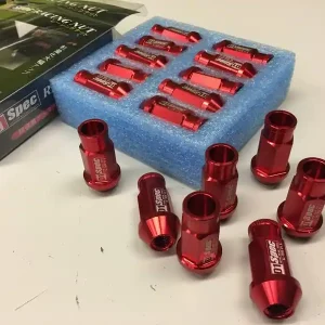 Tovární Cena Odlehčené matice kol - D1 Racing Spec červené dlouhé 12x1.25