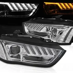 AUDI A4 B8 12-15 - přední chromová světla s LED svícením Novinka