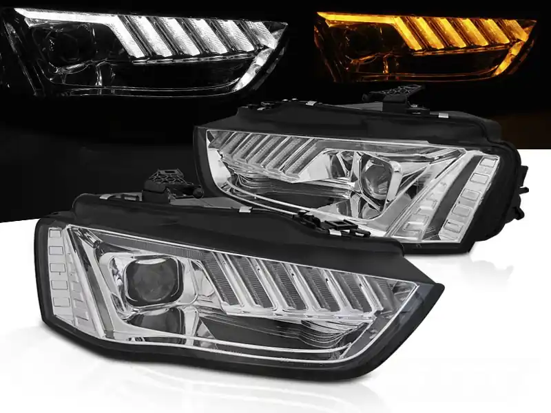 AUDI A4 B8 12-15 - přední chromová světla s LED svícením Novinka