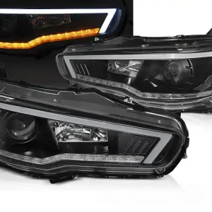 MITSUBISHI LANCER 8 08-16 - přední černá světla s LED TUBE LIGHT Akční Cena