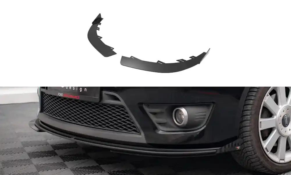 Jen Po Omezenou Doba Ford Fiesta ST Mk6, rohové spoilery pod přední nárazník, černý lesklý plast ABS, Maxton Design