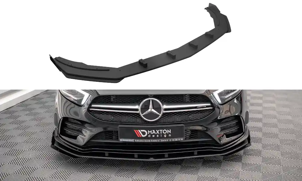 Mercedes třída A W177 A35, STREET PRO spoiler pod přední nárazník s křidélky, plast ABS, MAXTON DESIGN Autentický