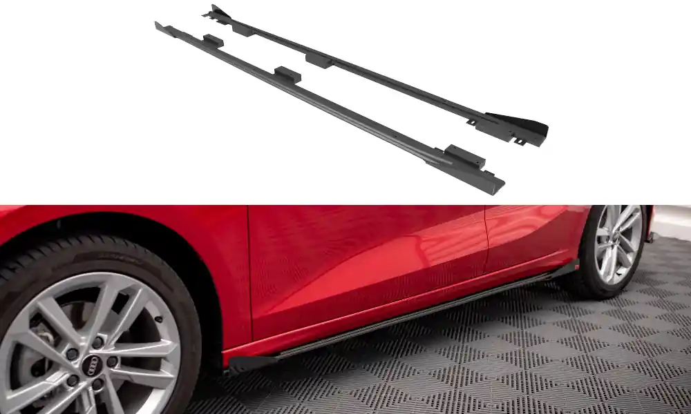 Audi A3 8Y, "Street pro" difuzory pod boční prahy, s křidélky, plast ABS, Maxton Design Super Cena
