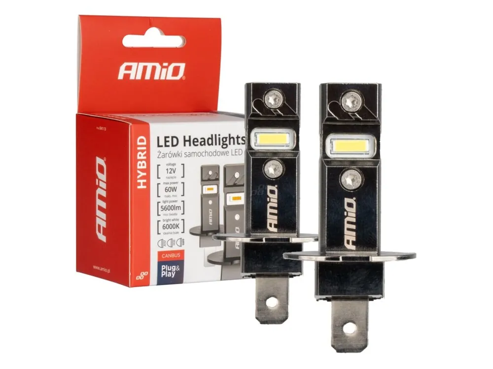 Super Cena AMiO LED žárovky H3 6000K Hybrid série Canbus 60W