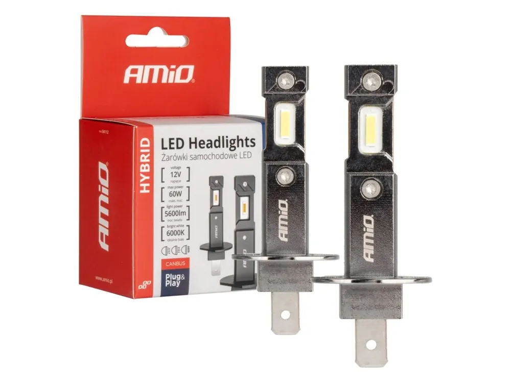 Expresní Doručení AMiO LED žárovky H1 6000K Hybrid série Canbus 60W