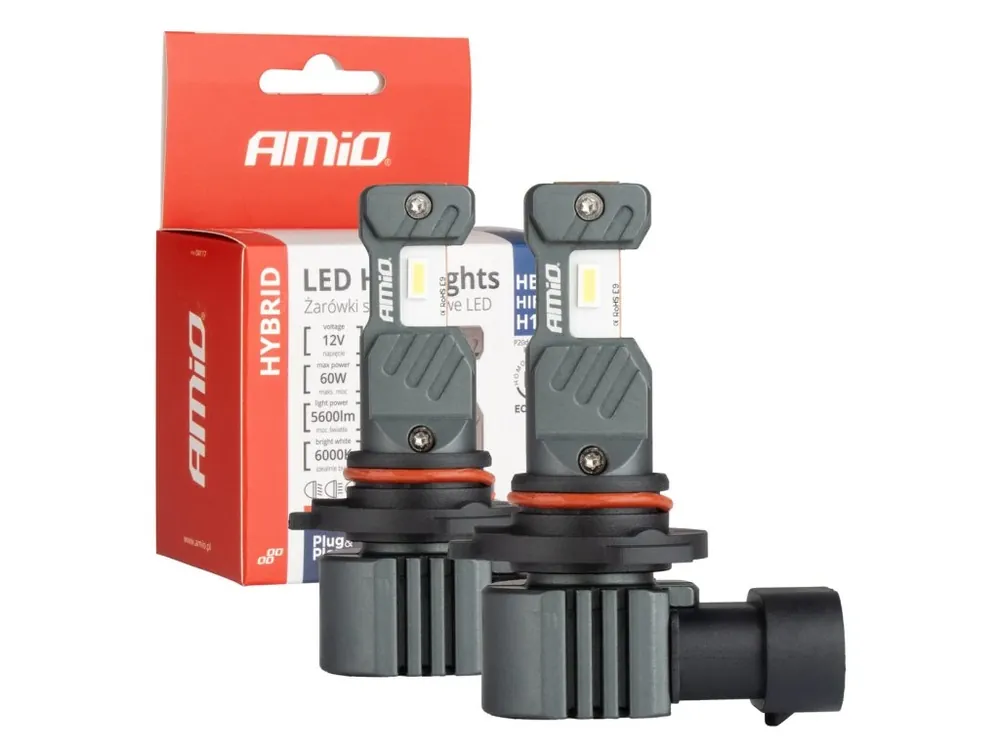 AMiO LED žárovky HB3 HIR1 H10 6000K Hybrid série Canbus 60W Nejprodávanější