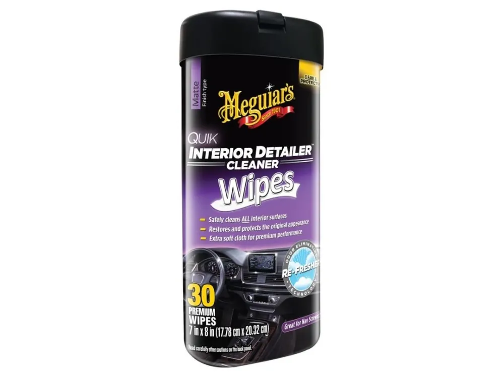 Finální Výprodej Meguiar‘s Quik Interior Detailer Wipes - ubrousky na údržbu interiérových povrchů, matný vzhled, 25 ks