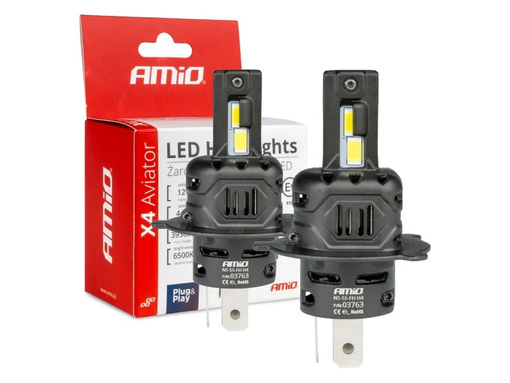 Rychlé Dodání LED žárovky H4/H19 X4-series AVIATOR 6500K max 44W