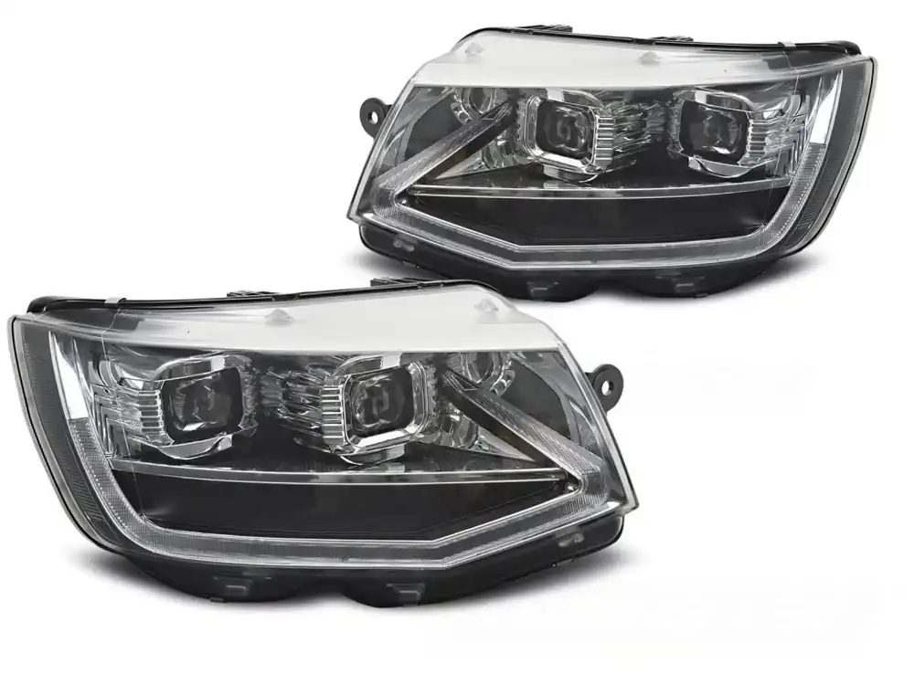 Přední světla VW T6 15-19 chrom LED TUBE SEQ s denním svícením Levný