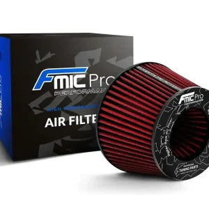 Aktuální Sportovní vzduchový filtr FMIC.Pro délka 100 mm montážní průměr 76 mm - červený