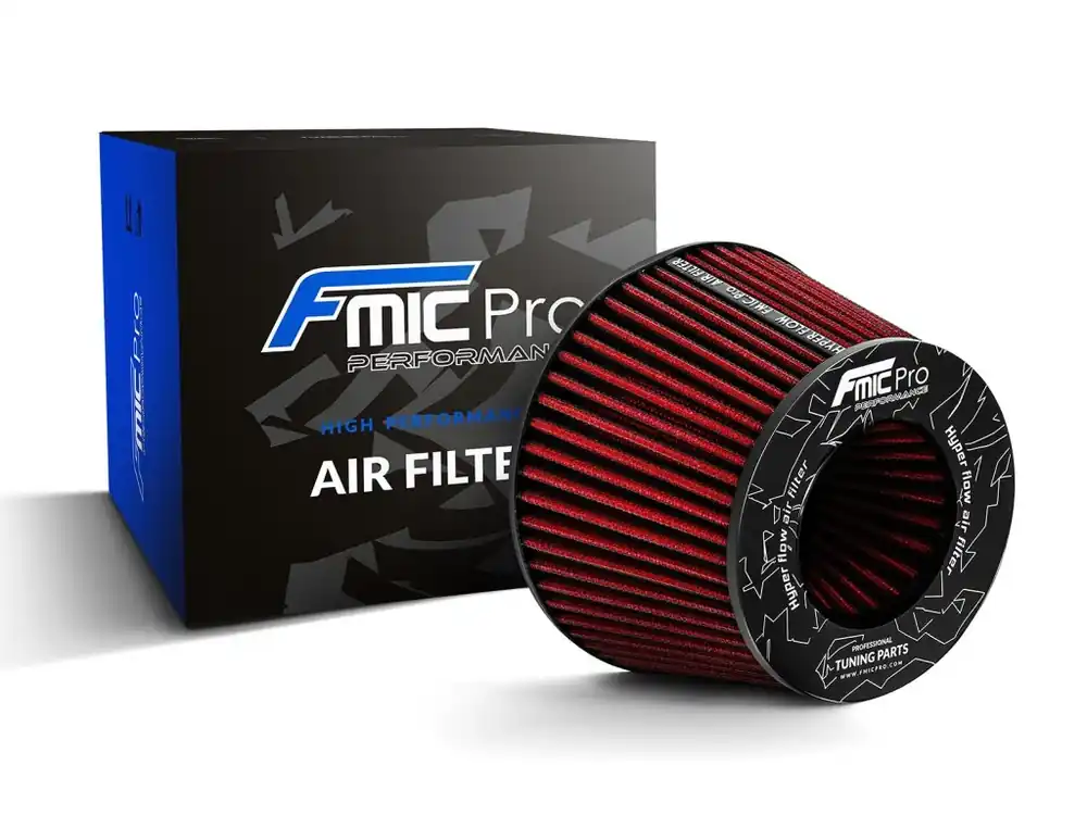 Aktuální Sportovní vzduchový filtr FMIC.Pro délka 100 mm montážní průměr 76 mm - červený