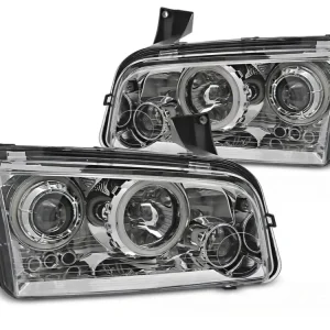 Speciální Cena Přední světla DODGE CHARGER LX 06-10 chrom ANGEL EYES CCFL