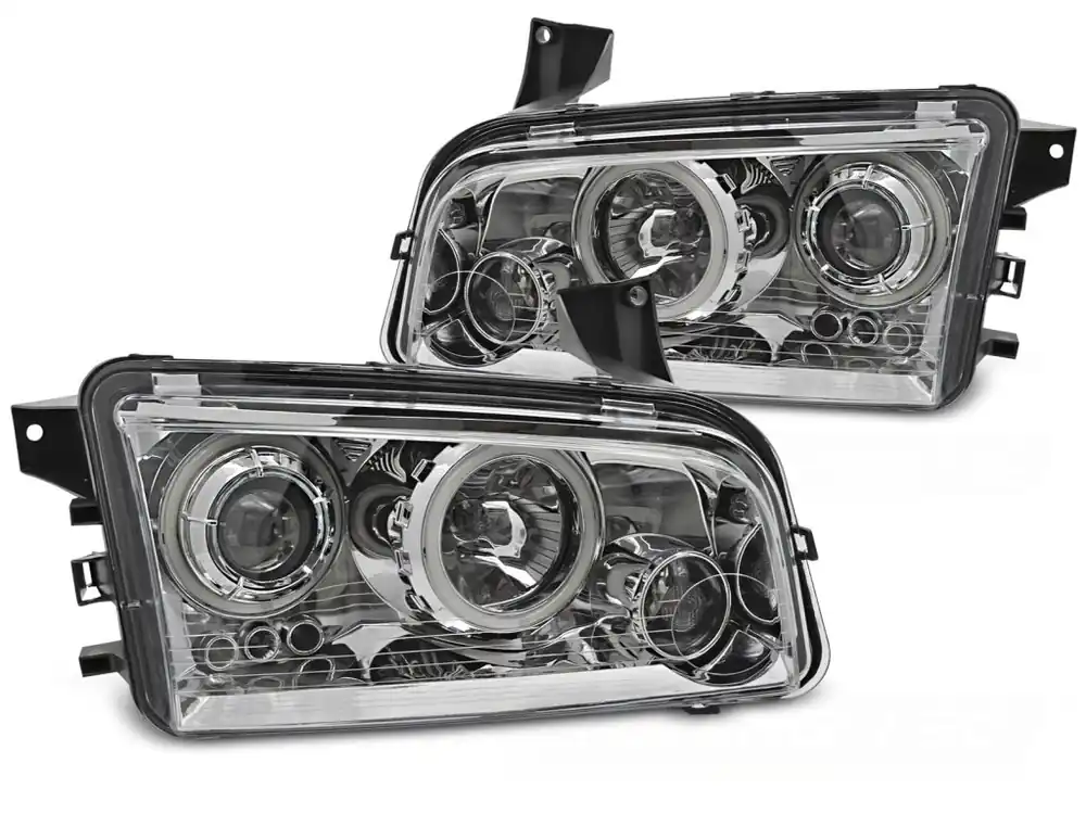 Speciální Cena Přední světla DODGE CHARGER LX 06-10 chrom ANGEL EYES CCFL