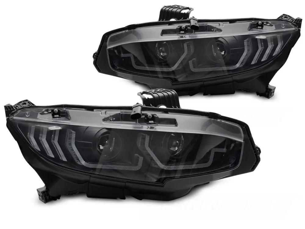 Přední světla HONDA CIVIC X 16-21 černá LED DRL SEQ Speciální Cena