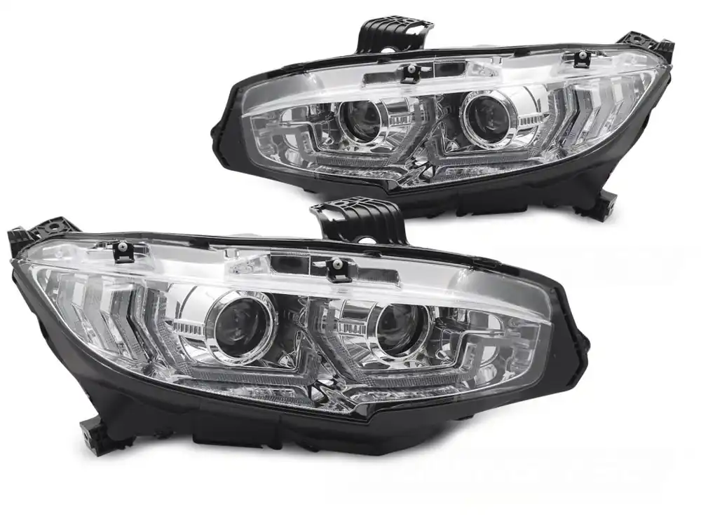 Přední světla HONDA CIVIC X 16-21 chrom LED DRL SEQ Hit Sezóny