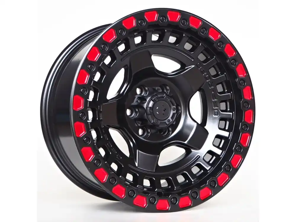 Alu kola Replica OF3 (4x4) 9X17 6X114,3 ET10 66,1 Matt Black + Red Line Výprodej