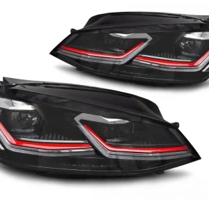 Nakupujte Hned Přední světla VW GOLF 7 11/12-17 FULL LED DRL černé s červenou linkou