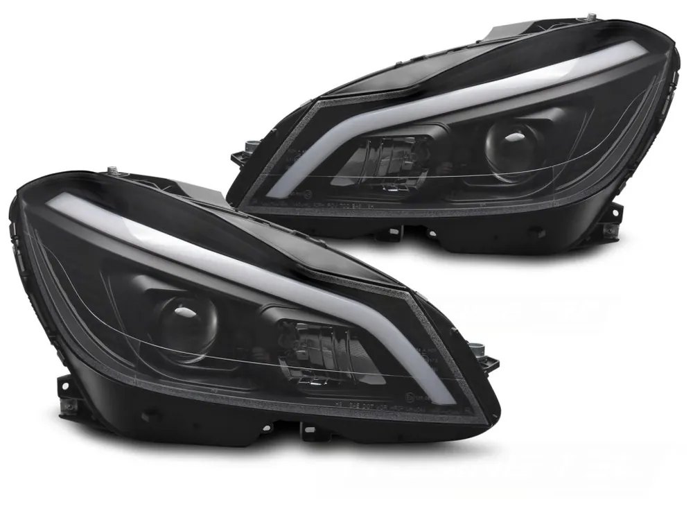 Aktuální Přední světla MERCEDES W204 11-14 LED SEQ DRL černé