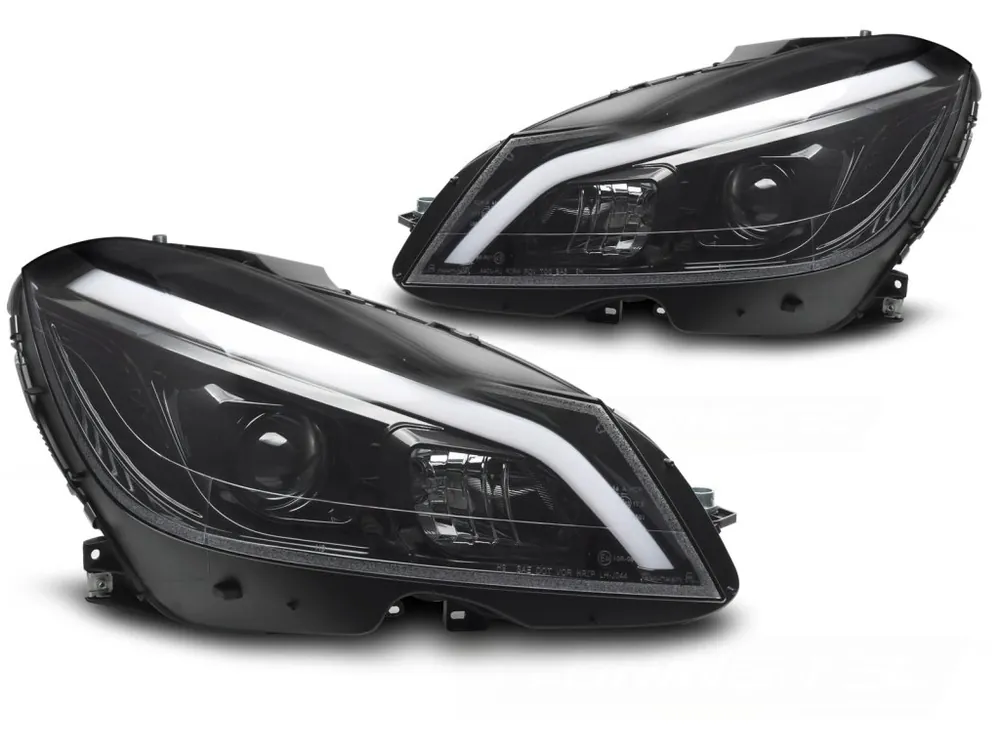 Přední světla MERCEDES W204 11-14 LED SEQ DRL lesklé černé Sleva
