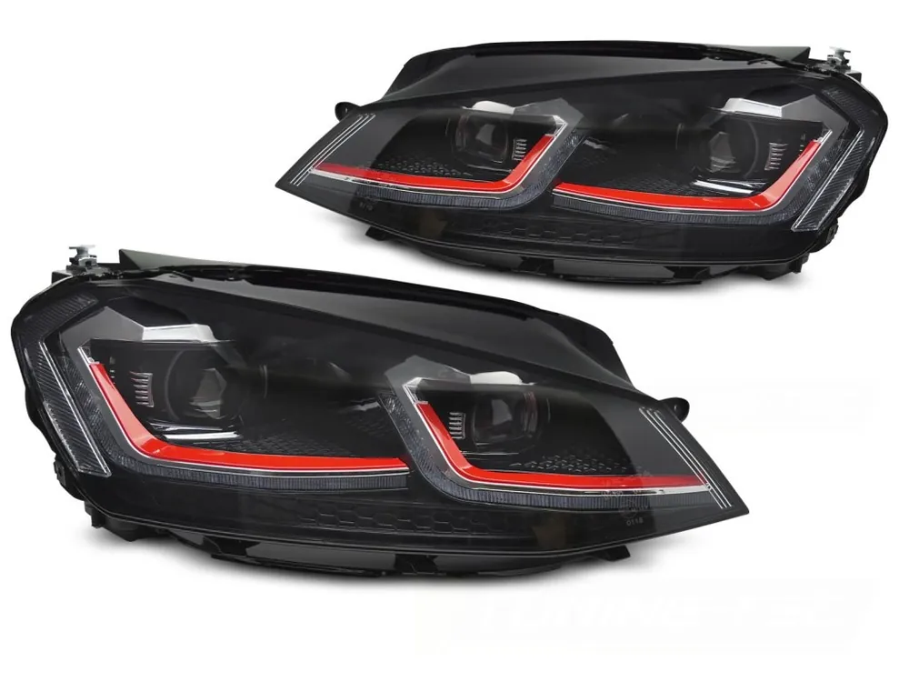 Časově Omezené Přední světla VW GOLF VII 13-17 RED LED SEQ DRL