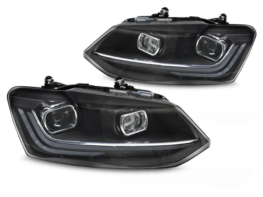 Rychlé Dodání Přední světla VW POLO 6R 09-17 SILVER SEQ DRL LED