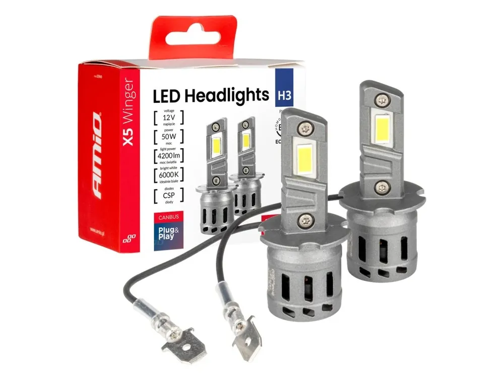 Sezónní Sleva AMiO LED žárovky H3 6000K X5-series WINGER max 30W