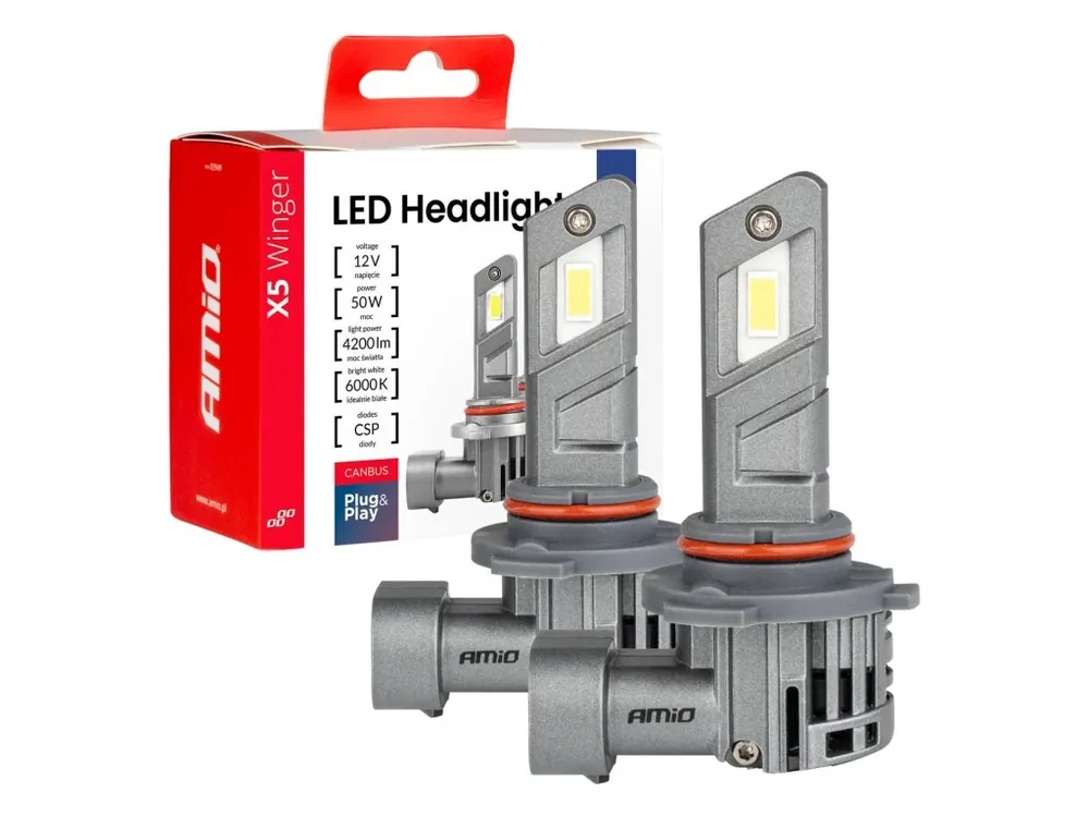 AMiO LED žárovky HB3 6000K X5-series WINGER max 50W Finální Výprodej