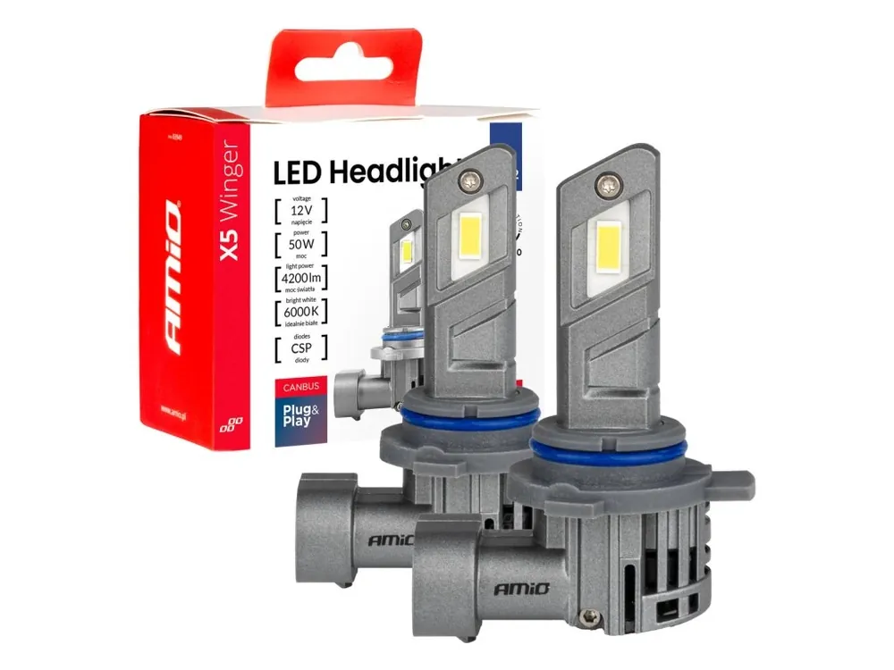Autentický AMiO LED žárovky HIR2 6000K X5-series WINGER max 50W