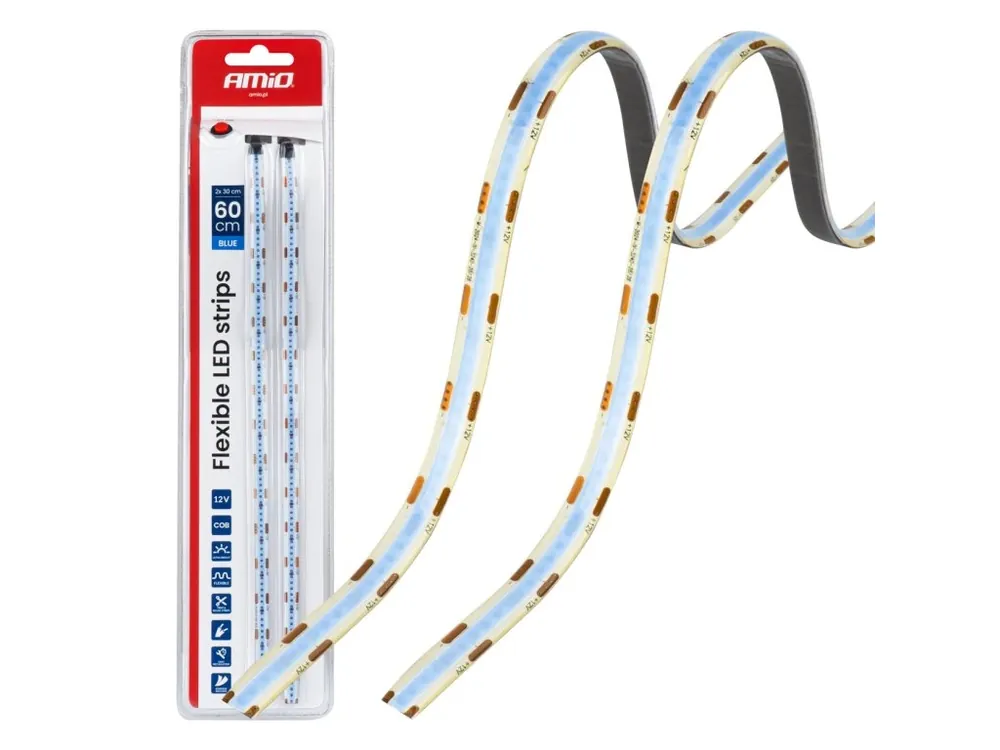 Cenový Hit LED pásky COB do auta modrá 2x30 cm 12 V