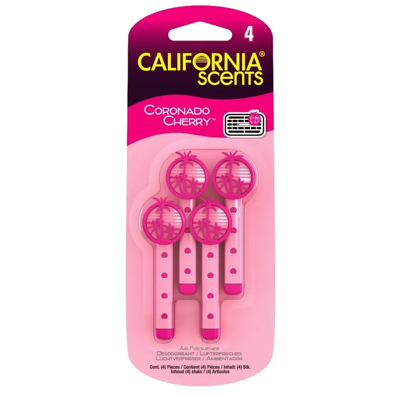Nízká Cena Vůně do auta CALIFORNIA SCENTS Vent Stick, višeň Coronado Cherry, 4 ks