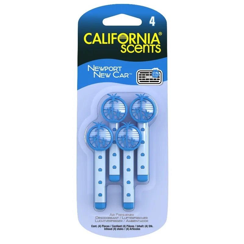 Vůně do auta CALIFORNIA SCENTS Vent Stick, nové auto New Car, 4 ks Originální