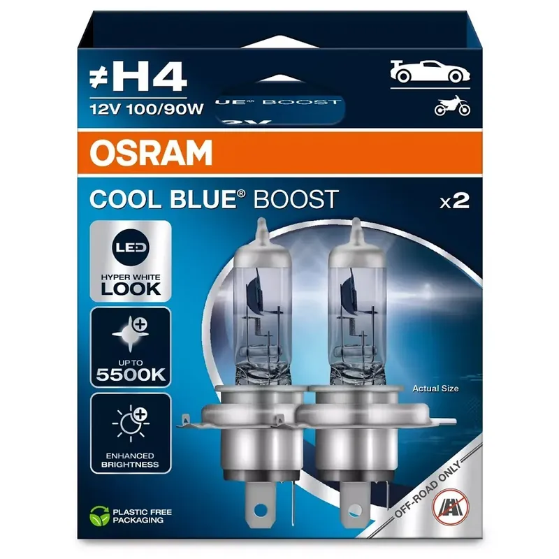 Vrácení Zdarma Žárovky H4 Osram Cool Blue Boost 100/90W, DUO BOX 2 ks