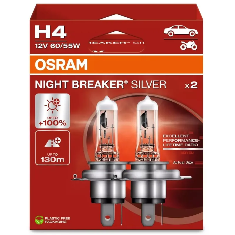 Žárovky H4 Osram Night Breaker SILVER +100% (DUO BOX 2 ks) Zlevněný