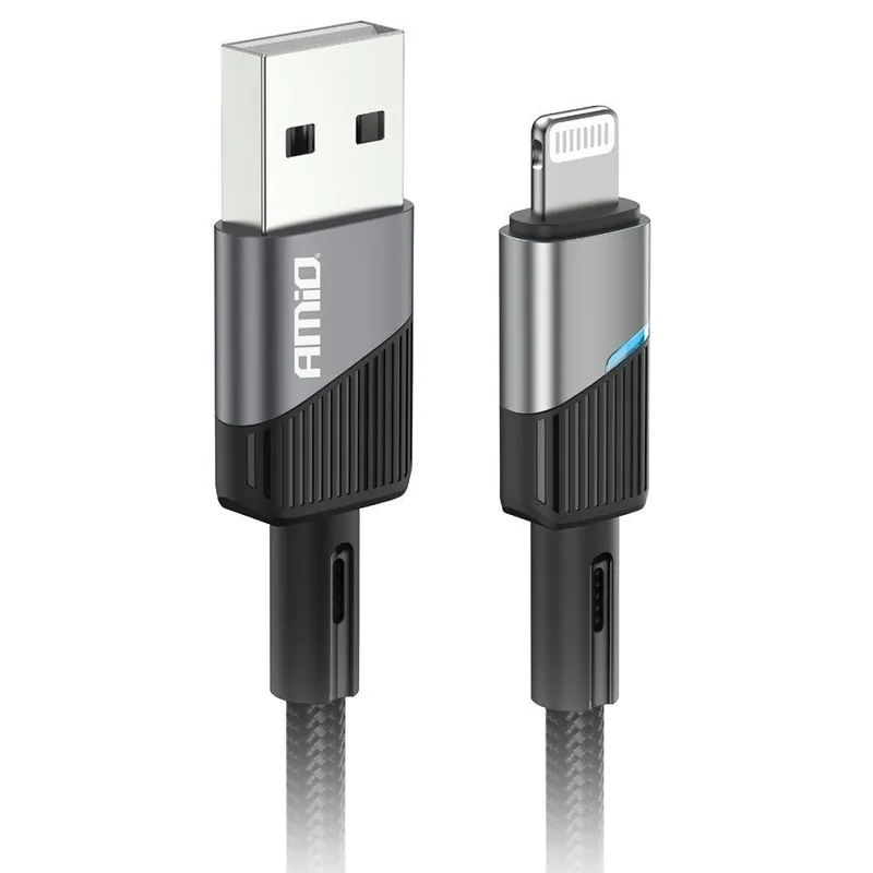 Bezpečná Platba Datový kabel s konektorem USB-A Lightning, 1m, 3.0A, indikační LED AMIO