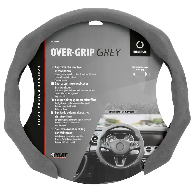 Potah na volant LAMPA OVER-GRIP Grey, semišový Novinka