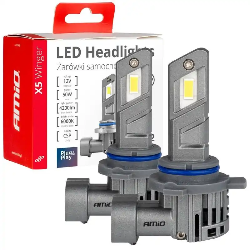 LED žárovky HiR2 AMIO LED X5 Winger Series, bílé 6000K 4200 LM, 2 ks Nejlepší Volba