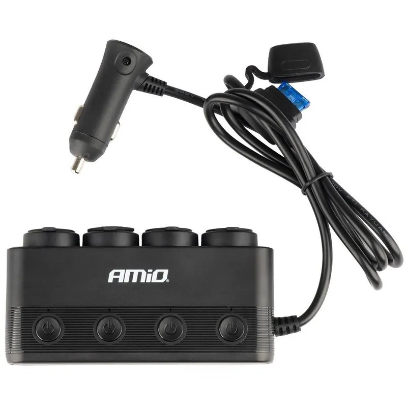 Rozbočovač do auta AMIO 4x 12/24V 1x USB QC3.0 1x USB-C PD30W Kup Teď